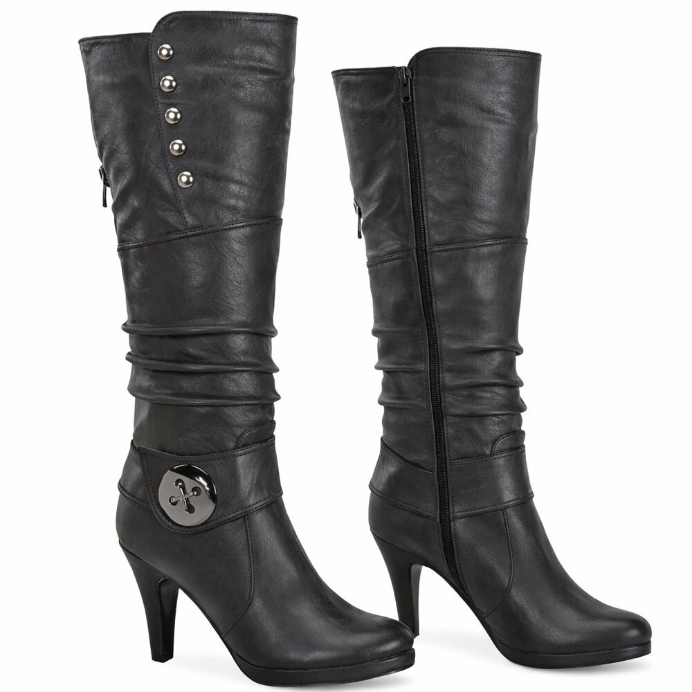 Top Moda Slouchy Knee-High Heeled Boots | Wholesale Starter Pack Size (8.5–10) - Picture 3 of 5